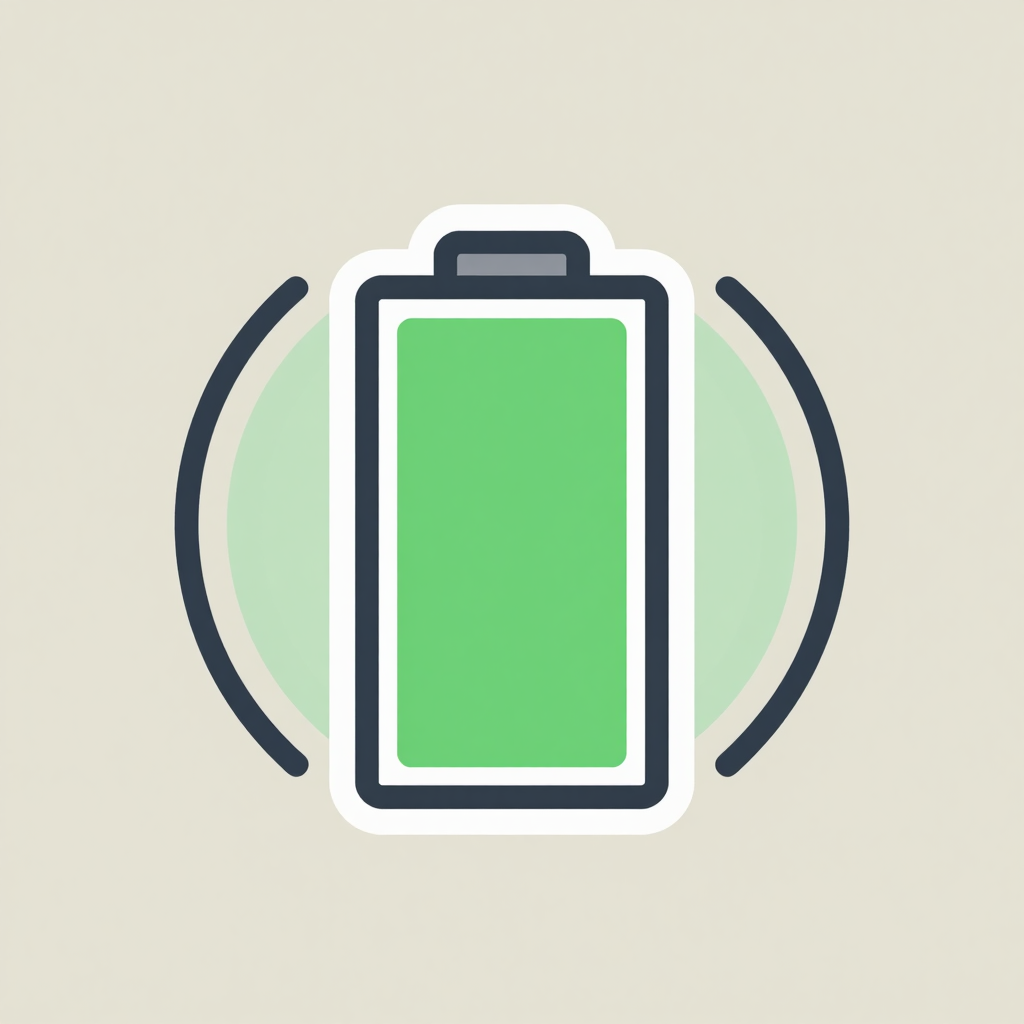 A simple illustration representing battery longevity. It features a battery icon surrounded by elements suggesting endurance and strength. The background is subtle, enhancing the prominence of the battery within the context of reliability.